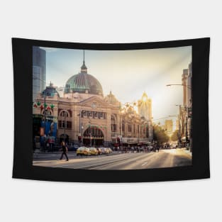 Melbourne's Flinders St Station at Sunset Tapestry