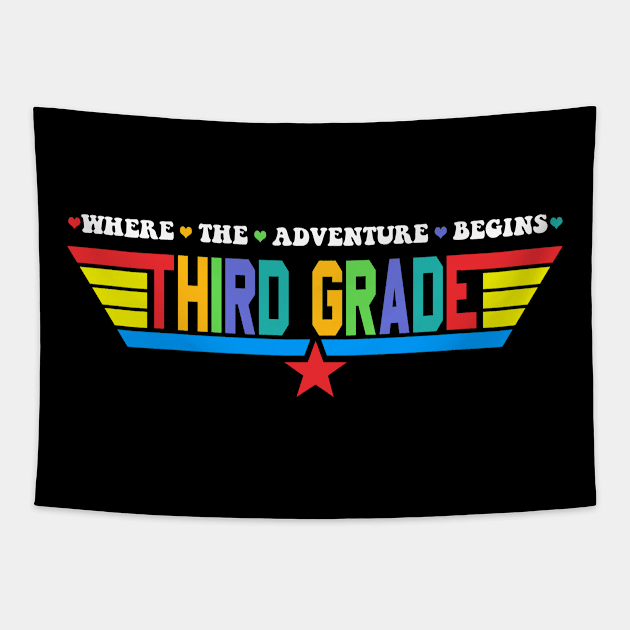 Third Grade Where Adventure Begins Teacher Boys Girls Tapestry by flandyglot