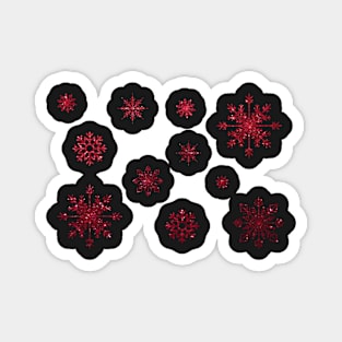 Red Faux Glitter Snowflakes Magnet