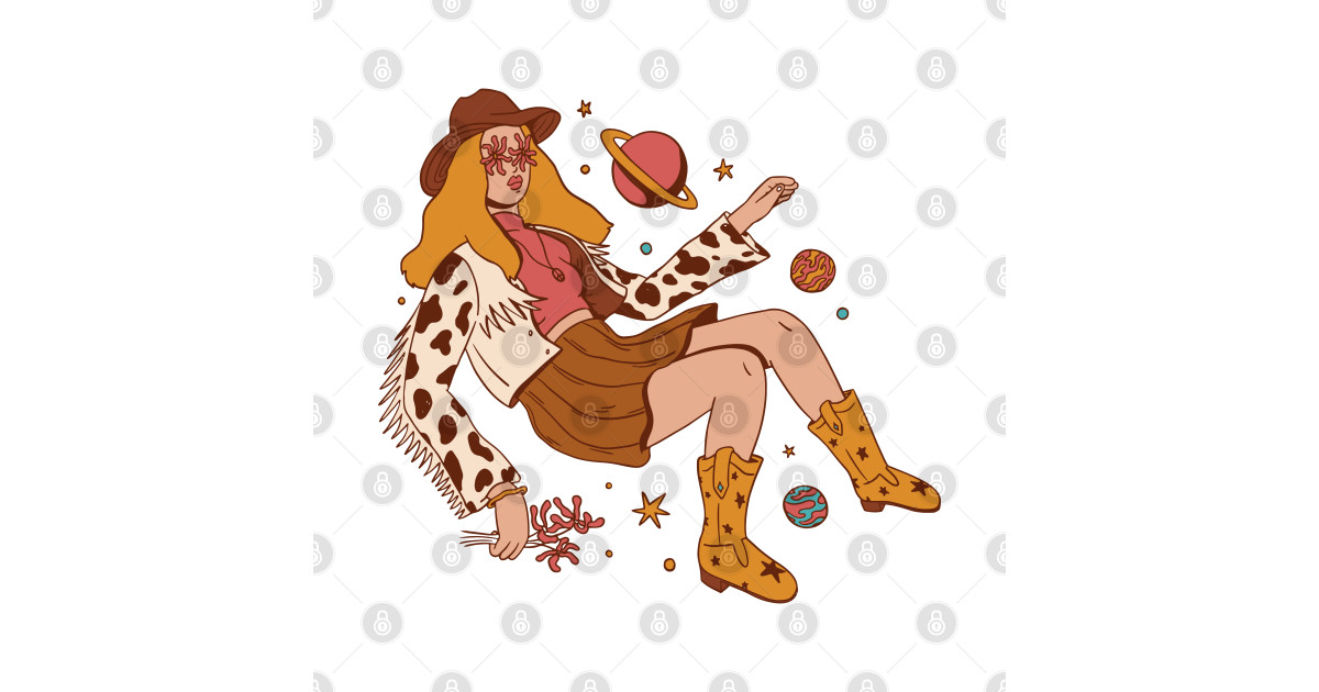 Space Cowgirl Hippie Pop Art - Space Cowgirl - T-Shirt TeePublic