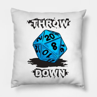 d20 Throw Down in Icy Blue Pillow