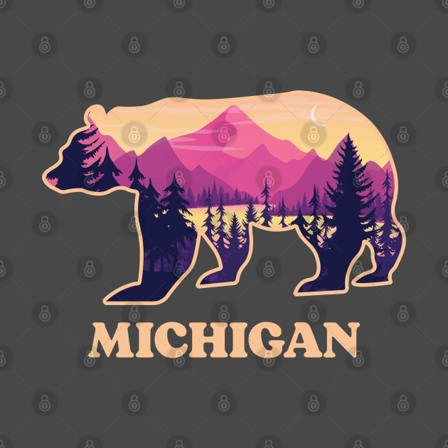 Disover Bear Michigan Mi Vintage Retro Mountains Graphic Souvenirs - Michigan - T-Shirt