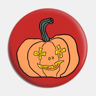 Flame Eyes Mouth Scary Jack O Lantern Halloween Design Pin