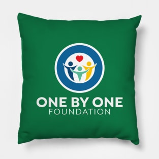 One By One Foundation - white logo & lettering Pillow