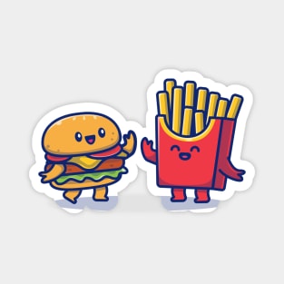 Cute Burger And French Fries Magnet