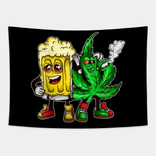 420 Pot Leaf Marijuana Bong Beer Drunk Weed Cannabis Tapestry