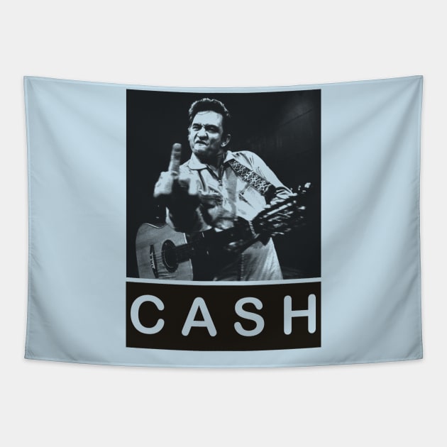 Cool Johnny Cash - Pencil Drawing Style Tapestry by Unfluid