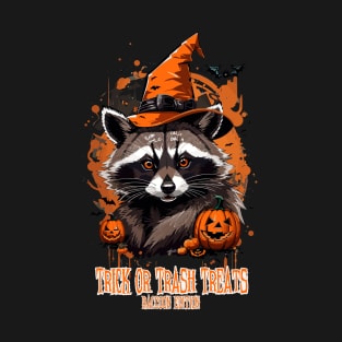 Raccoon Witch's Halloween Feast - Trick or Trash Treats! T-Shirt