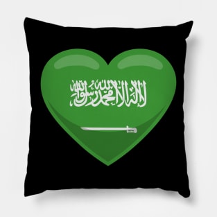 Saudi Arabia Flag Heart Pillow