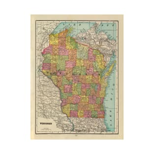 Old Wisconsin Map (1909) Vintage Badger State Atlas T-Shirt