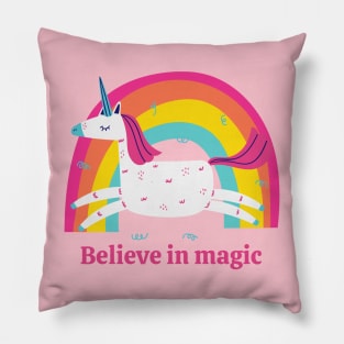 Cute Unicorn Rainbow Lover Believe in Magic gift Pillow