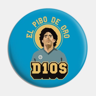 El Pibe de Oro - Diego Maradona - D10S - Portrait for True Football Aficionados Pin