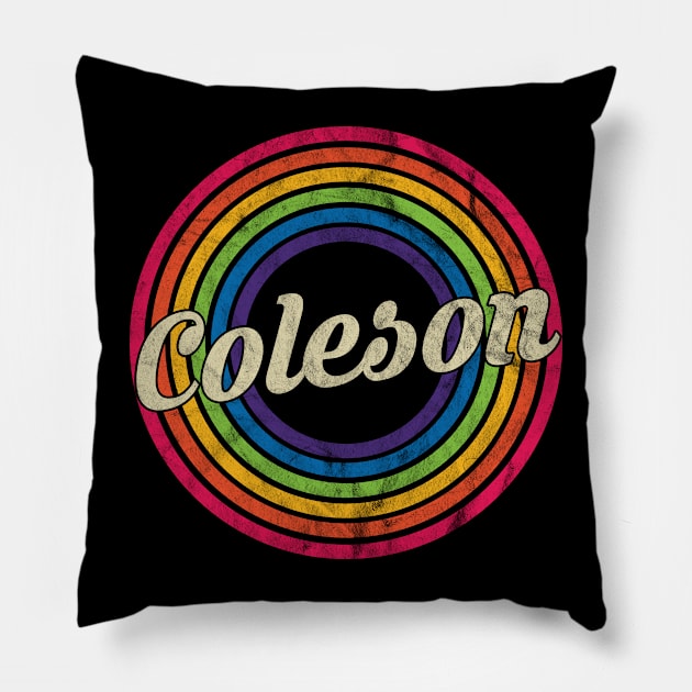 Coleson - Retro Rainbow Faded-Style Pillow by MaydenArt