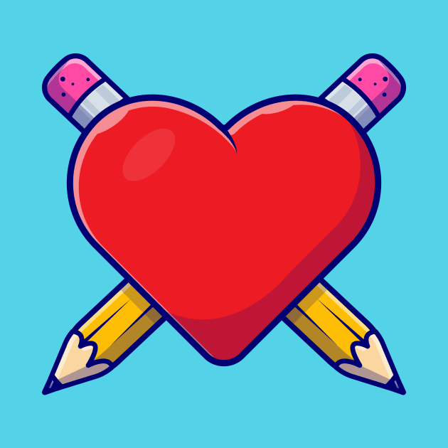 Love With Pen Tool Cartoon Vector Icon Illustration by Catalyst Labs