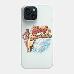 Surf Australia // Vintage Surfer Babe // Retro Surfing Phone Case