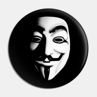 Fawkes Mask (b&w) Pin