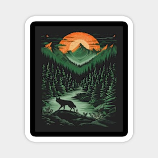 Majestic Wilderness: Lone Wolf and Mountain Landscape for her for him, men and women Magnet