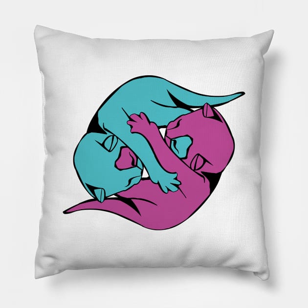 Yin and Yang Kitties Pillow by Killer Rabbit Designs