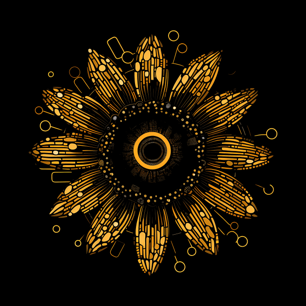 Boho sunflower mandala pattern by Unelmoija