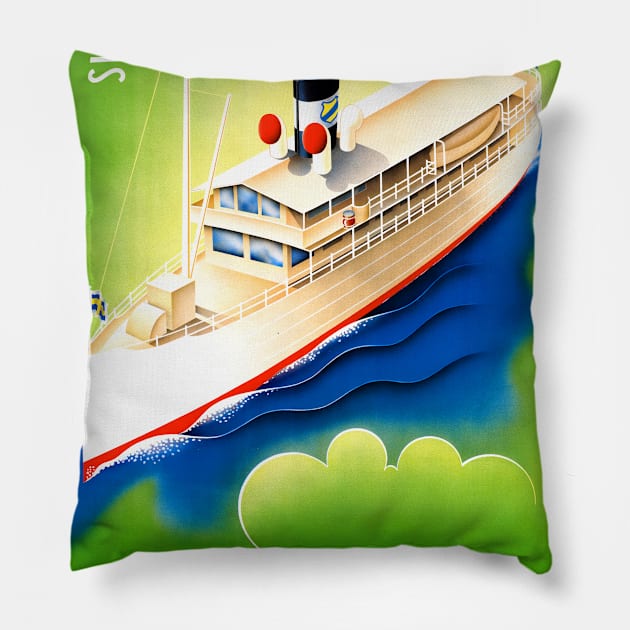 Vintage Travel Poster  Sweden Gota Canal Pillow by vintagetreasure