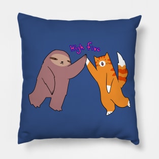 High Five Sloth and Cat Pillow