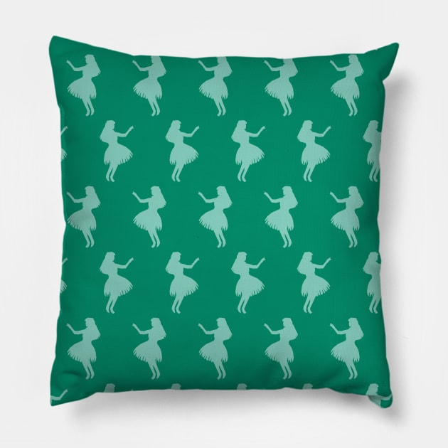 Hula Dancers Green Pillow by Sandra Hutter Designs