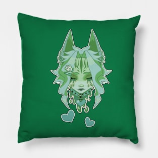 Drippy Green Neko Pillow