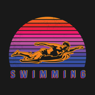 Swimming Aesthetic Colorful retro art  style of theme T-Shirt