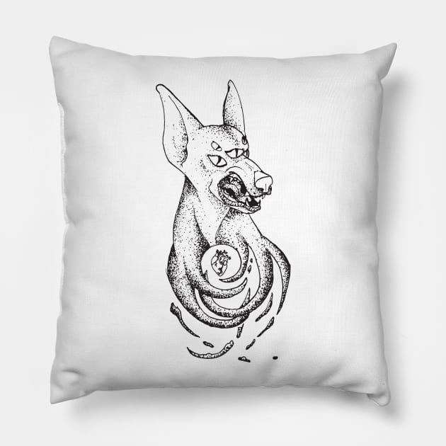 Snarling Doberman Demon Pillow by CloudWalkerDesigns