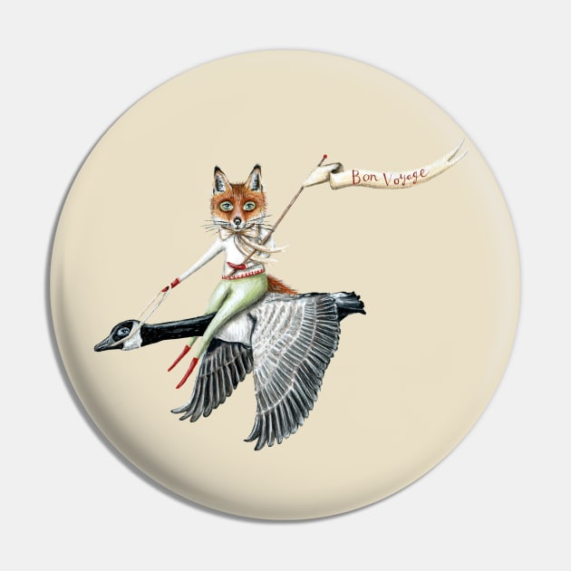 Fox flying with a Canada goose Pin by KayleighRadcliffe