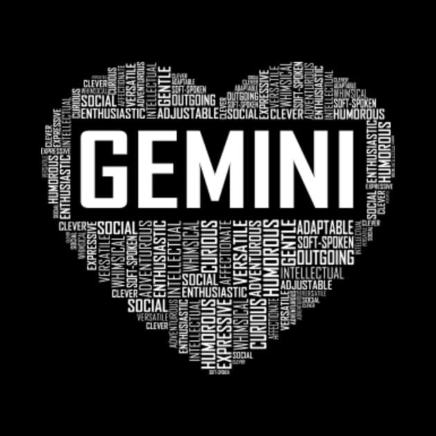 Gemini Zodiac Heart by LetsBeginDesigns