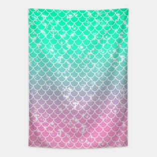 Pastel Turquoise and Pink Mermaid Pattern Tapestry