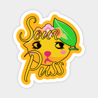 Sourpuss, a girly but sour pussycat. Gift for girlfriend Magnet