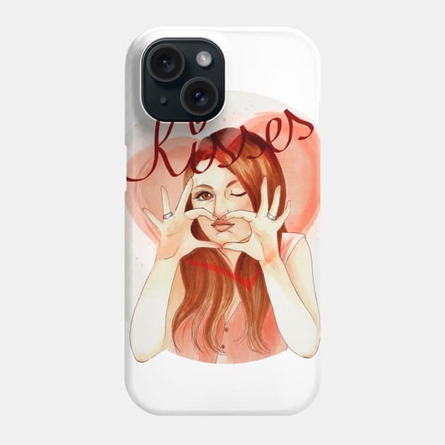 Kisses Woman Portrait Phone Case by jessicaguarnido