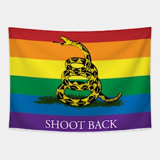 Shoot Back Rainbow Gadsden Flag Tapestry