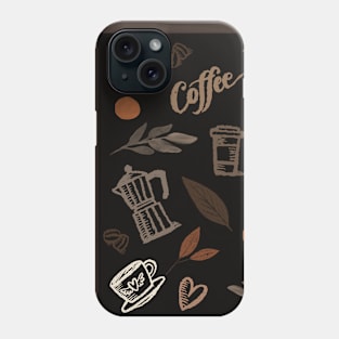 Brown cafe style pattern for the coffee lover Phone Case