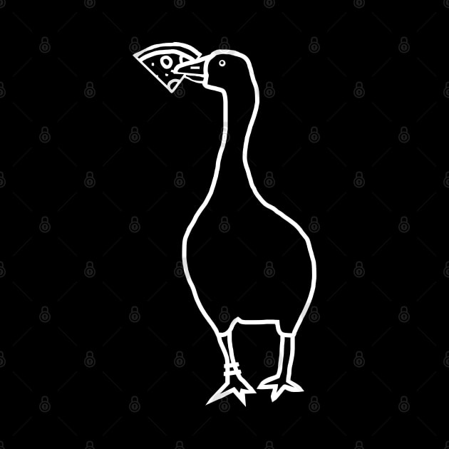 Minimal White Line Goose Steals Pizza by ellenhenryart