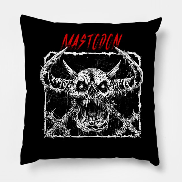 Skull Reverie Mastodon Pillow by Mutearah