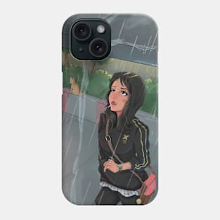 Winter rain sad girl Phone Case