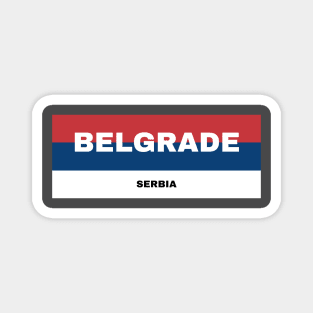 Belgrade City in Serbian Flag Colors Magnet