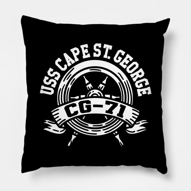 Uss Cape St. George Cg-71 Ship Helm Wheel Pillow by BramCrye