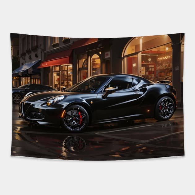 Beauty In Black - Alfa Romeo 4C Tapestry by DeVerviers