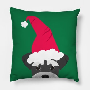 Schnauzer Dog Santa Hat Pillow