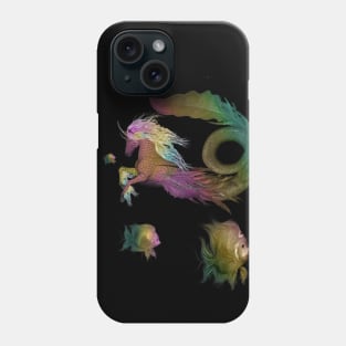 Wonderful seahorse and fantasy fish in the deep ocean Phone Case