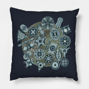 Ernst Haeckel Cerulean Diatoms on Mossy  Water Pillow