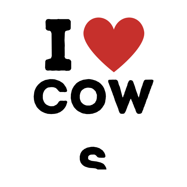 I Love Cows Simple Heart Design by Word Minimalism