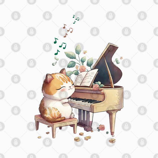 Cute cat playing the piano by Nonconformist Co.