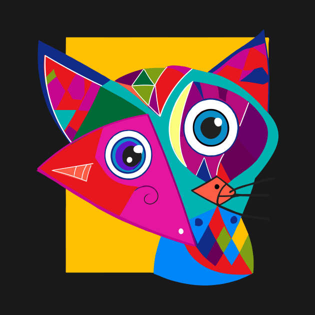 Funny Fox - Cool Colorful Funky Geometric Cute Animal Design by Mister Graphics