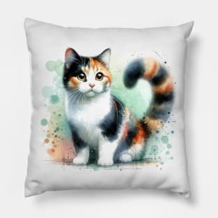 Japanese Bobtail - Watercolor Cat Pillow