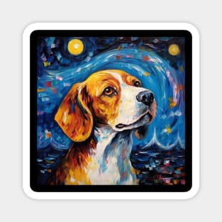 Beagle Portrait Painting in "The Starry Night" style Magnet